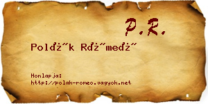 Polák Rómeó névjegykártya